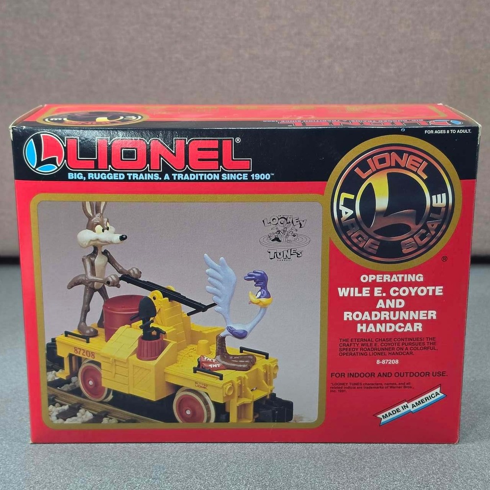 Lionel Looney Tunes Handcar G Scale Yellow NIB Wile E Coyote RR Rare